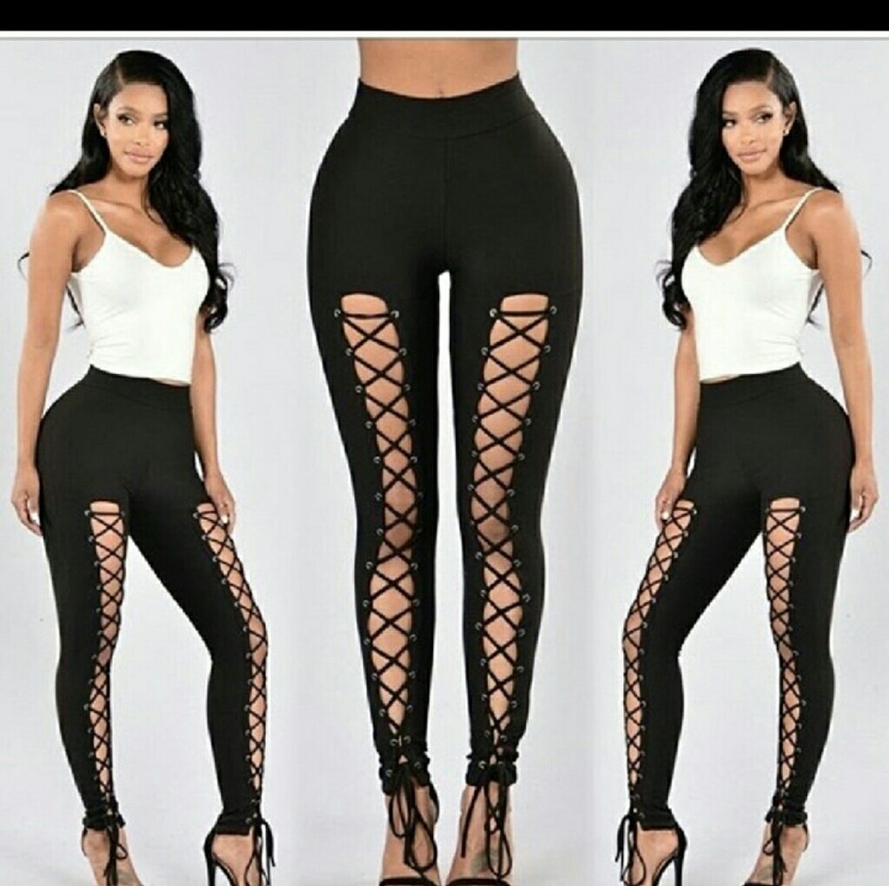 Fashion Nova lace up leggings